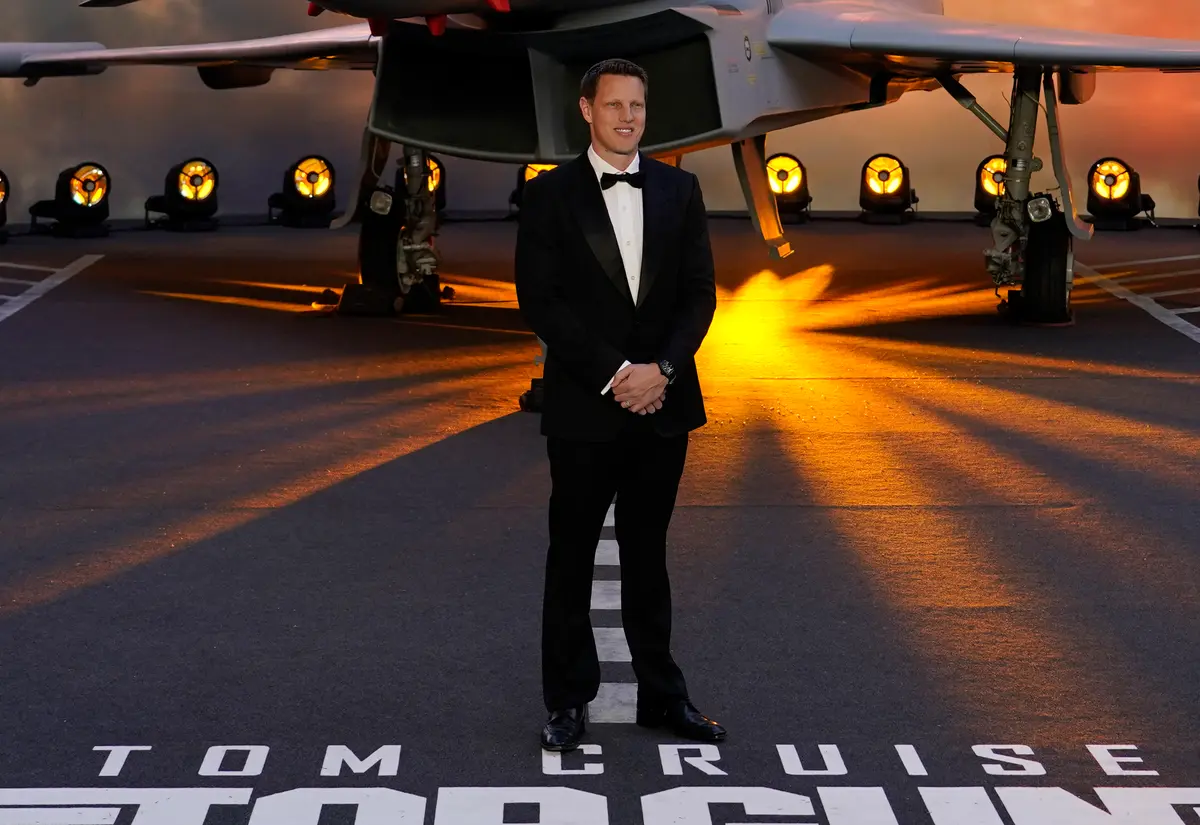 Paramount Skydance CEO David Ellison poses for the media during the “Top Gun Maverick” UK premiere at a central London cinema on May 19, 2022. (AP Photo/Alberto Pezzali)