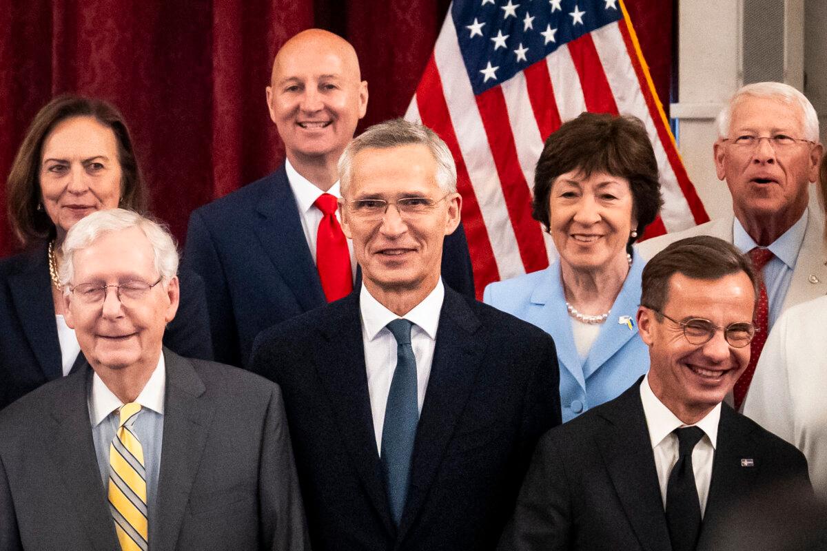 NATO Secretary General Jens Stoltenberg meets with lawmakers in Washington on July 10, 2024. (Madalina Vasiliu/The Epoch Times)