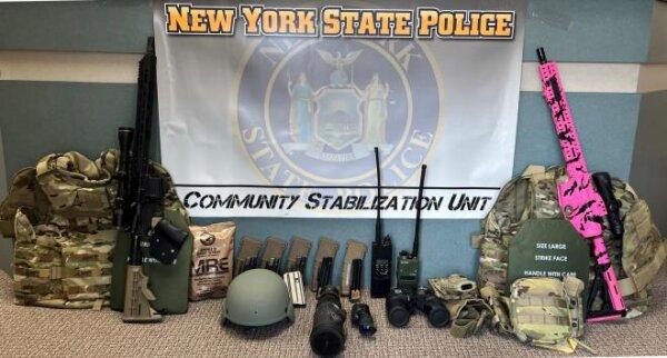 Seized items as part of an investigation into the theft and resale of government-owned military equipment. (Courtesy of New York State Police)