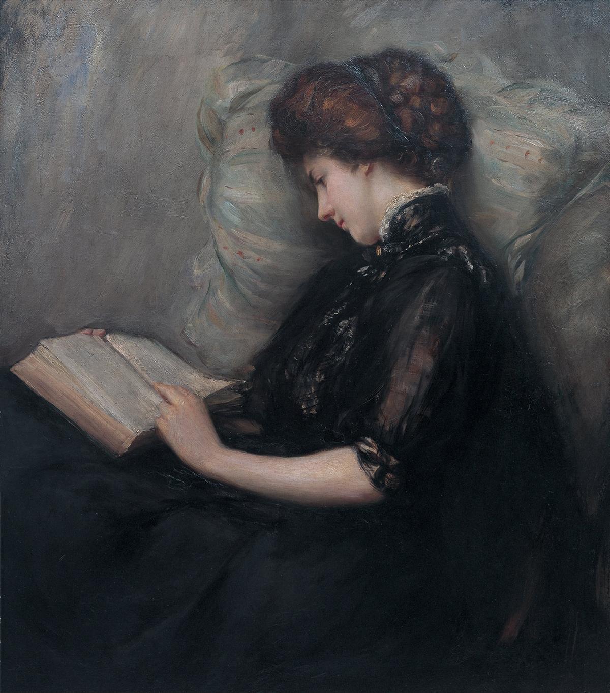 "Lady Reading Poetry," 906, by Ishibashi Kazunori. Shimane Art Museum, Matsue, Japan. (Public Domain)