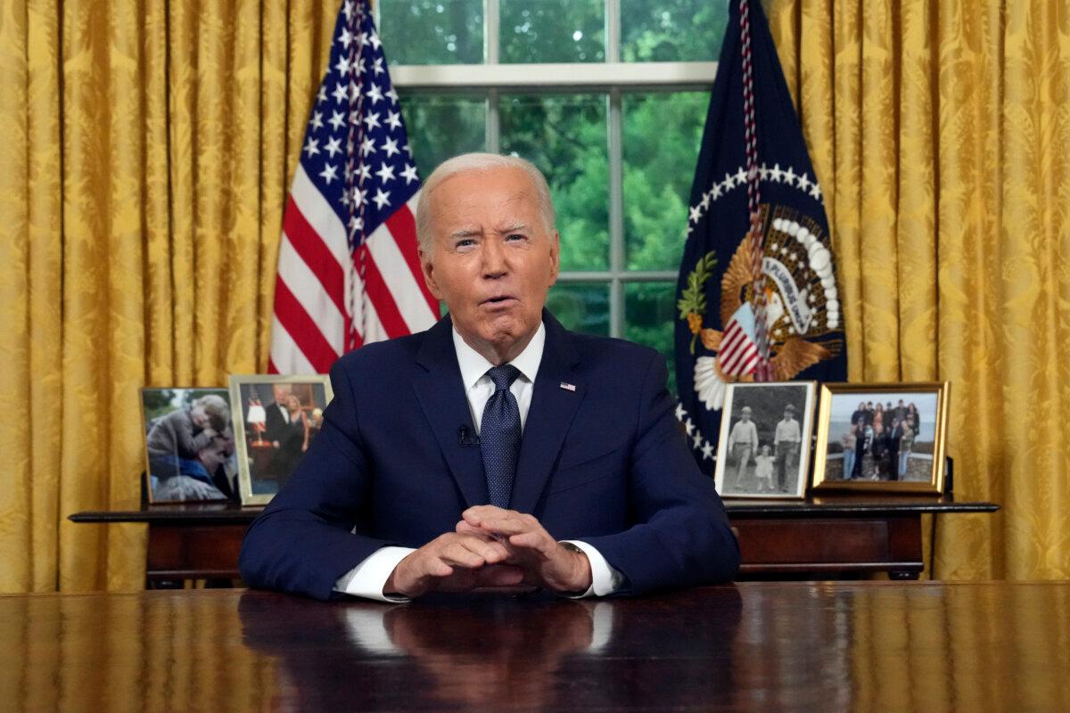 President Joe Biden addresses the nation from the Oval Office of the White House in Washington, on July 14, 2024, about the assassination attempt of Republican presidential candidate former President Donald Trump at a campaign rally in Pennsylvania. (Erin Schaff/The New York Times via AP, Pool)