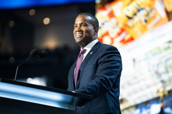 Rep. John James (R-Mich.) speaks at the 2024 Republican National Convention (RNC) in Milwaukee, Wis., on July 15, 2024. (Madalina Vasiliu/The Epoch Times)