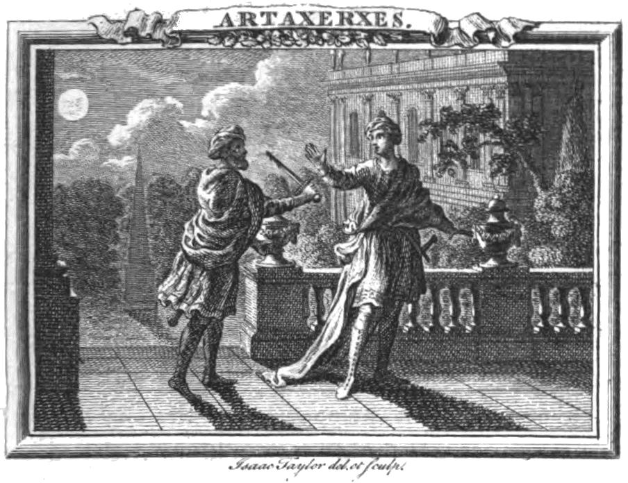 A scene from Metastasio's libretto "Artaserses," which has multiple spellings. (Public Domain)