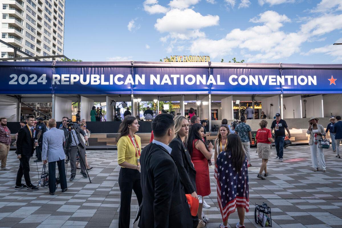 The Republican National Convention (RNC) grounds in Milwaukee, Wis., on July 17, 2024. (Madalina Vasiliu/The Epoch Times)