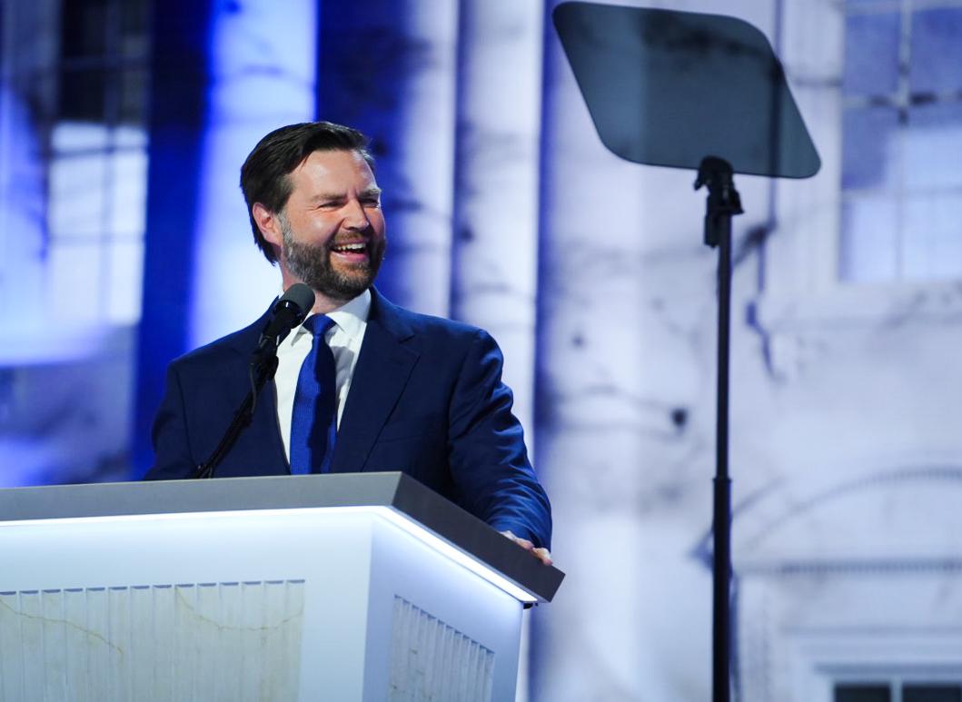 Vice Presidential nominee Sen. JD Vance (R-Ohio) speaks during the Republican National Convention (RNC) in Milwaukee, Wis., on July 17, 2024. (Madalina Vasiliu/The Epoch Times)