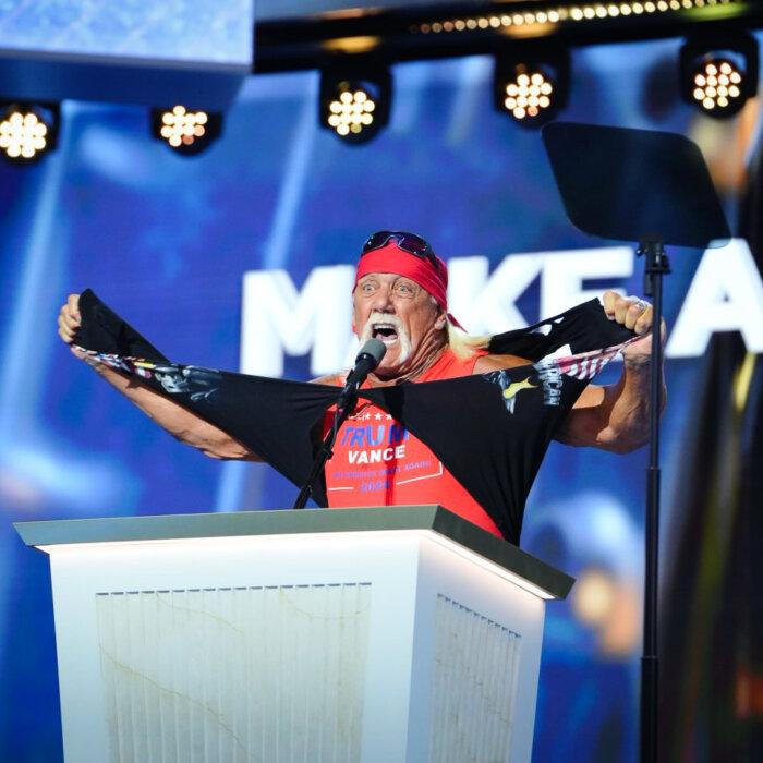 Hulk Hogan Rips Shirt to Reveal Trump–Vance Shirt