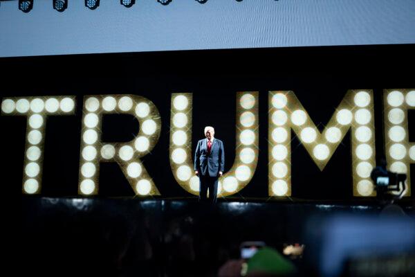 Former President Donald J. Trump recounts his experience during the assassination attempt, at the RNC in Milwaukee, Wis., on July 18, 2024. (Madalina Vasiliu/The Epoch Times)
