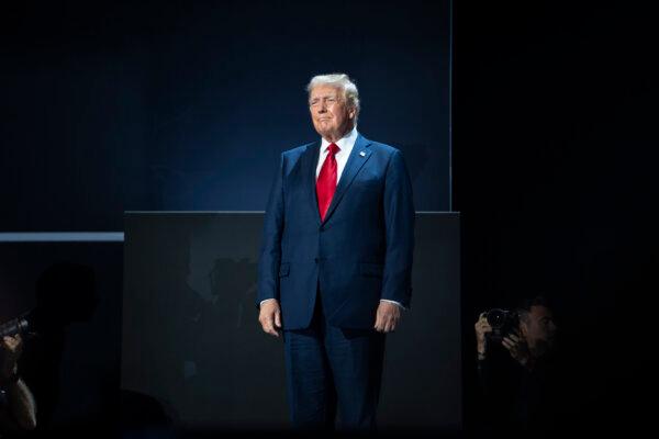 Former president Donald J. Trump arrives to speak on the last day of the RNC in Milwaukee, Wis., on July 18, 2024. (Madalina Vasiliu/The Epoch Times)