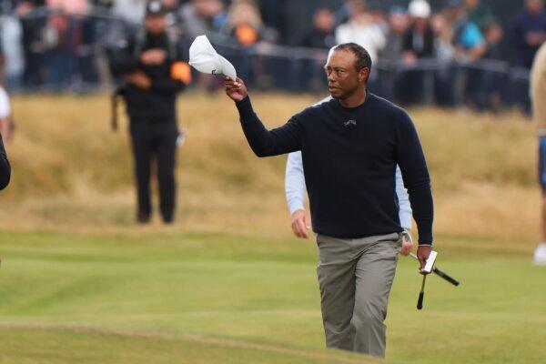 Tiger Woods walks to the 18th green during his second round of the British Open Golf Championships at Royal Troon golf club in Troon, Scotland, on July 19. (Scott Heppell/AP Photo)