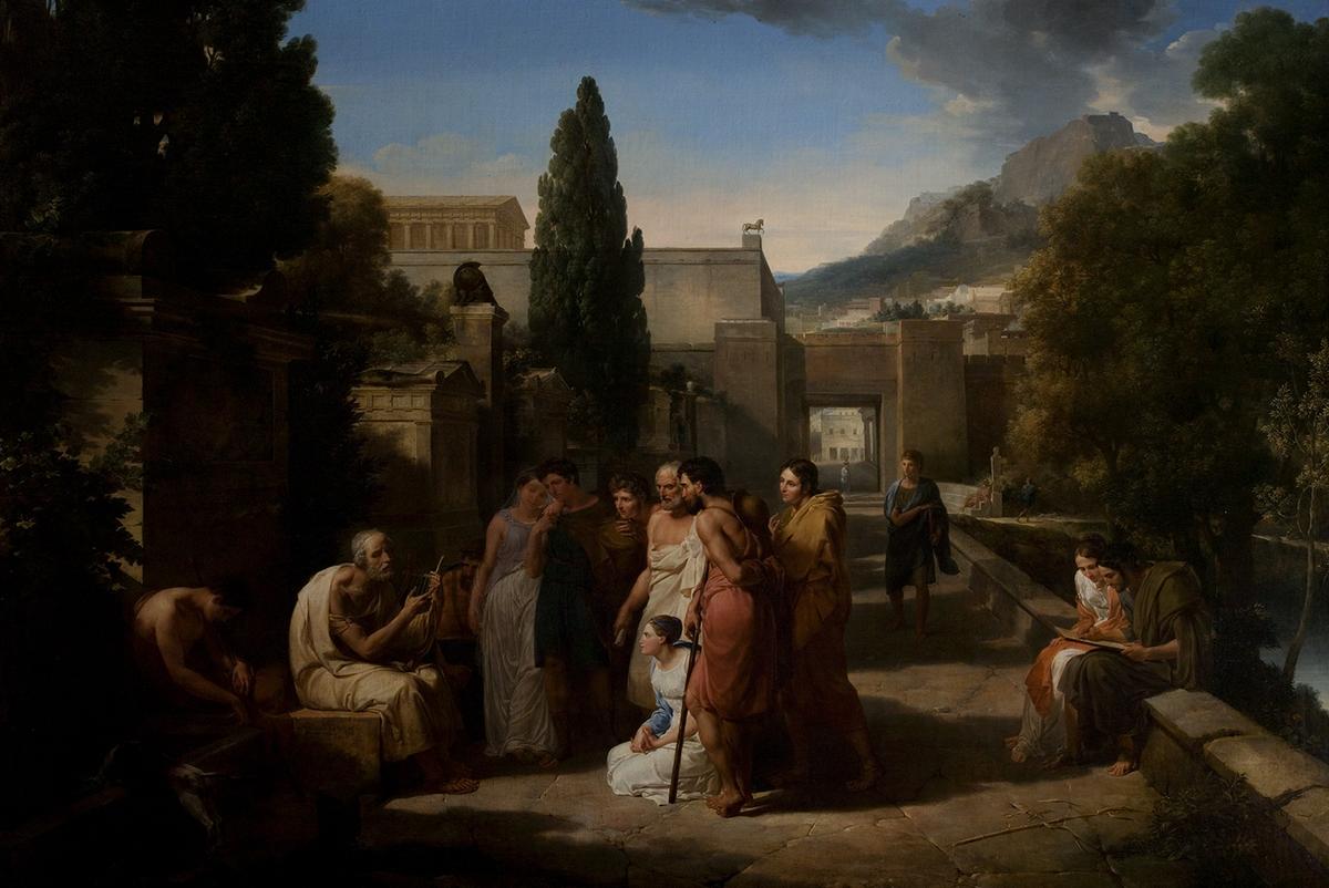"Homer Singing His 'Iliad' at the Gates of Athens," circa 1814, by Guillaume Lethière. Oil on canvas. Nottingham City Museums and Galleries, England. (The Clark)