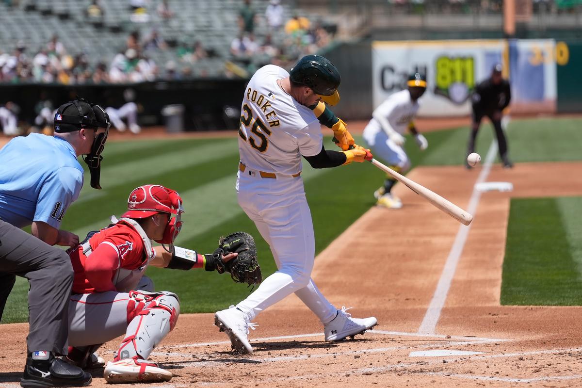 Rooker, Butler Each Drive in 3 Runs in the Athletics’ 8–2 Victory Over the Angels