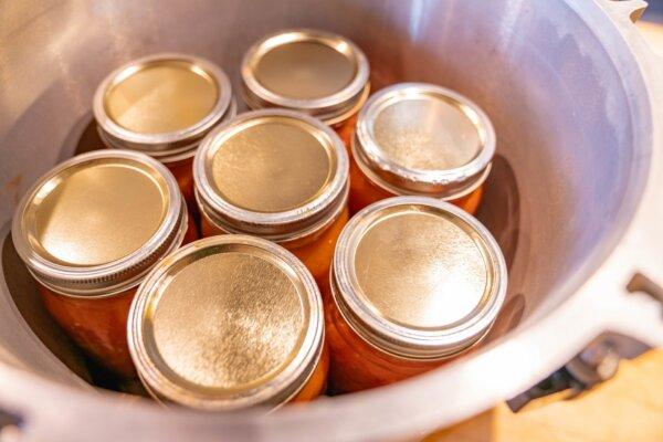 Cans in the pressure canner. (Courtesy of Homesteading Family)