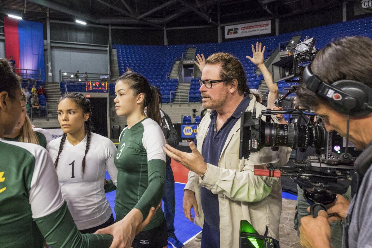 Director Sean McNamara (second from right) on the set of "The Miracle Season." (LD Entertainment)
