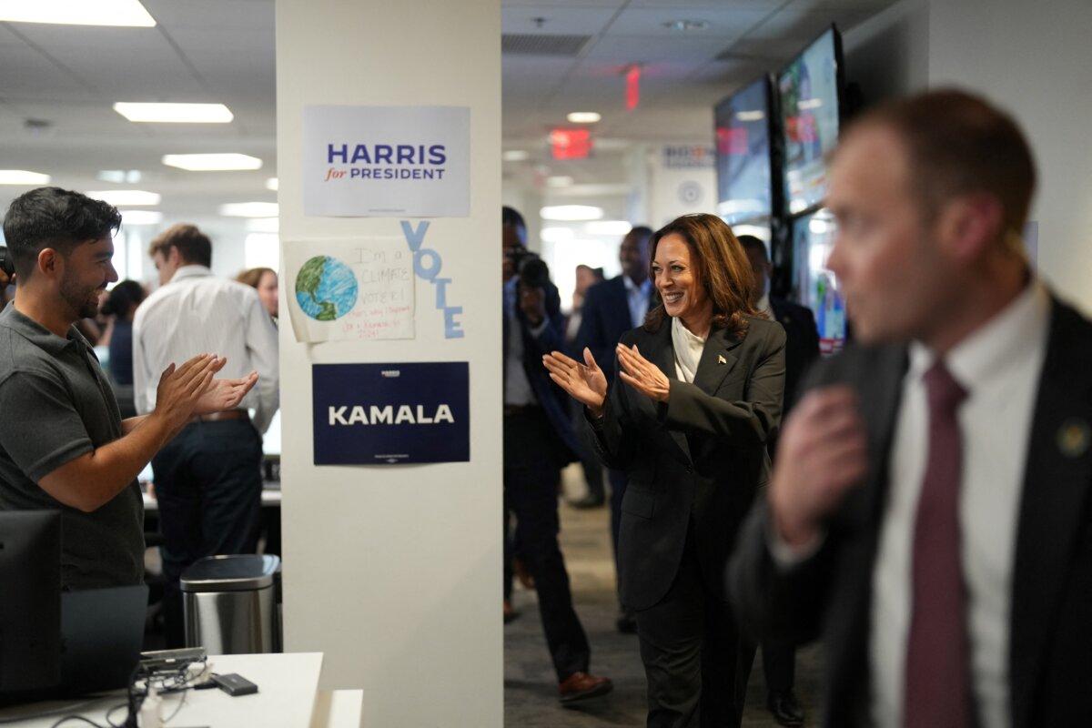 US Vice President and Democratic presidential candidate Kamala Harris arrives at campaign headquarters in Wilmington, Delaware, on July 22, 2024. (Erin Schaff/POOL/AFP via Getty Images)