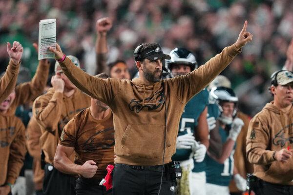Head coach Nick Sirianni of the Philadelphia Eagles reacts in the game against the Dallas Cowboys at Lincoln Financial Field in Philadelphia, Pa., on Nov. 5, 2023. (Mitchell Leff/Getty Images)