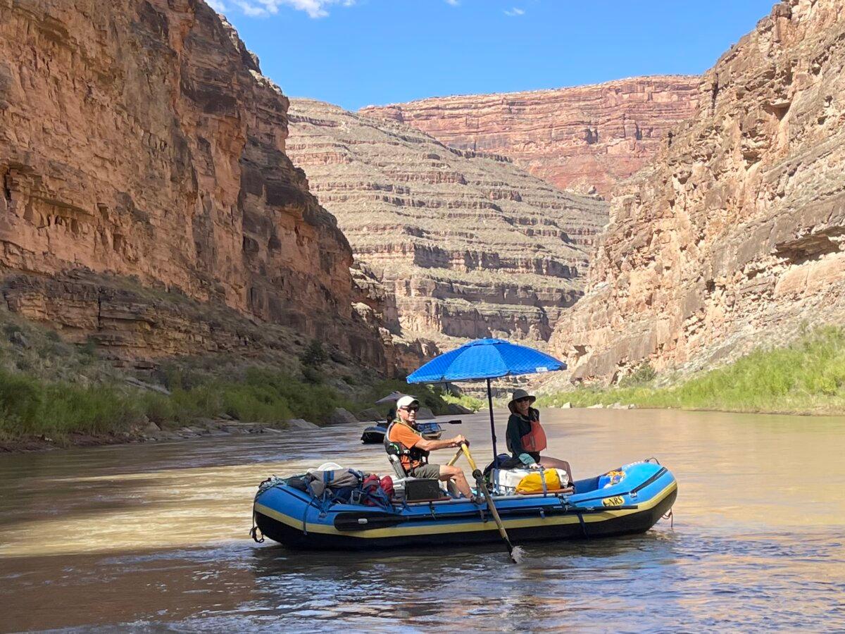 Mr. Tisdale goes rafting with a friend in the San Juan River. (Courtesy of Mike Tisdale)