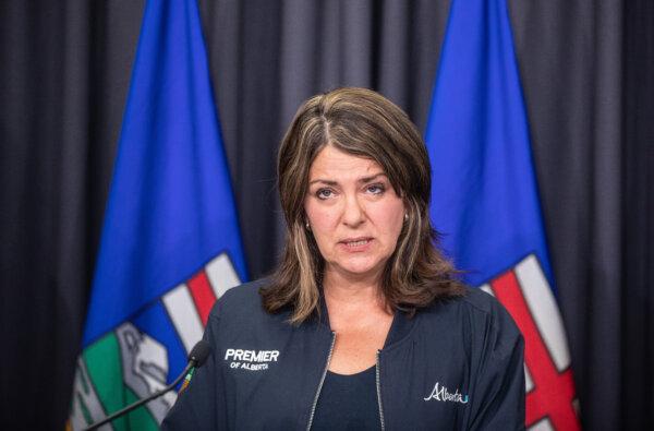 Alberta Premier Danielle Smith speaks at a press conference in Edmonton on July 25, 2024. (The Canadian Press/Jason Franson)