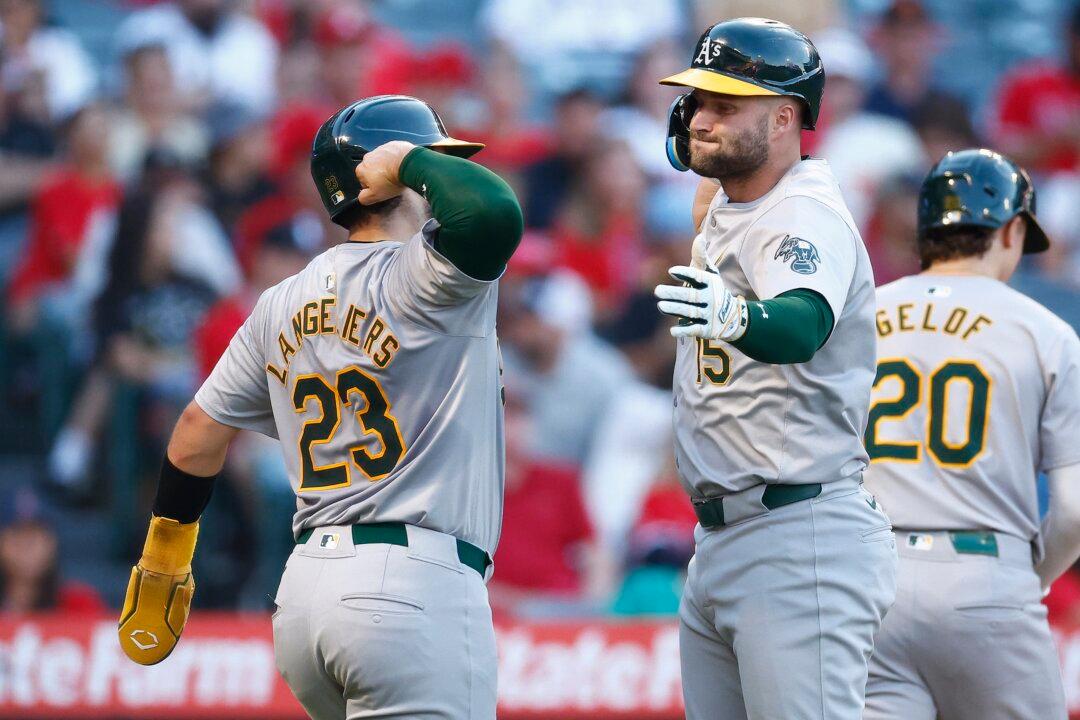 A’s Belt Three Homers, Edge Angels in Series Opener