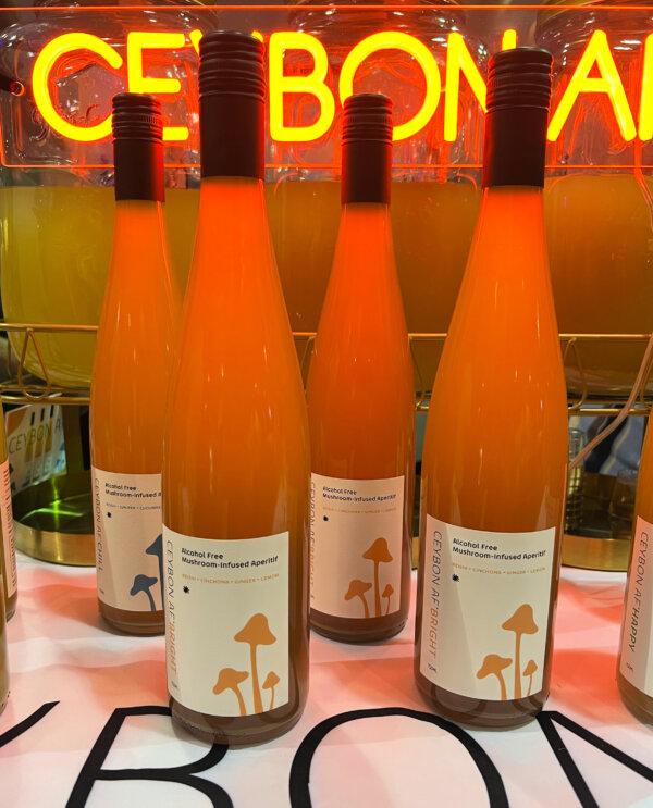 Ceybon Chill AF, an alcohol-free aperitif infused with mushroom, can be enjoyed neat, over ice or as a mixer. (Gretchen McKay/Pittsburgh Post-Gazette/TNS)