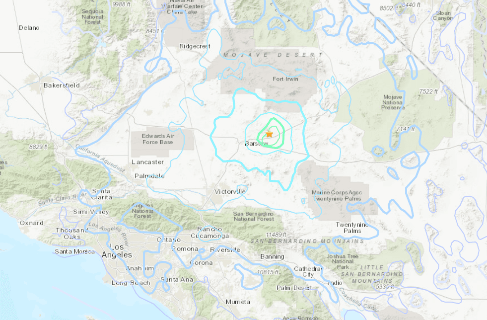 4.9 Quake in Barstow Felt in Southern California; No Damage Reported