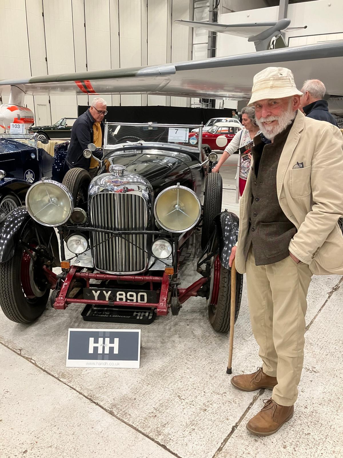 Mr Ken Hill with his 1932 Lagonda at the H&H Classics auction. (SWNS)