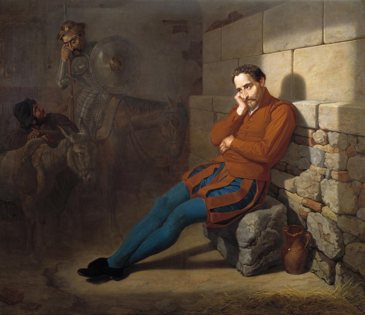"Miguel de Cervantes Imagining Don Quixote," 1858, by Mariano de la Roca y Delgado. Oil on canvas. The Prado Museum, Madrid. (Public Domain)
