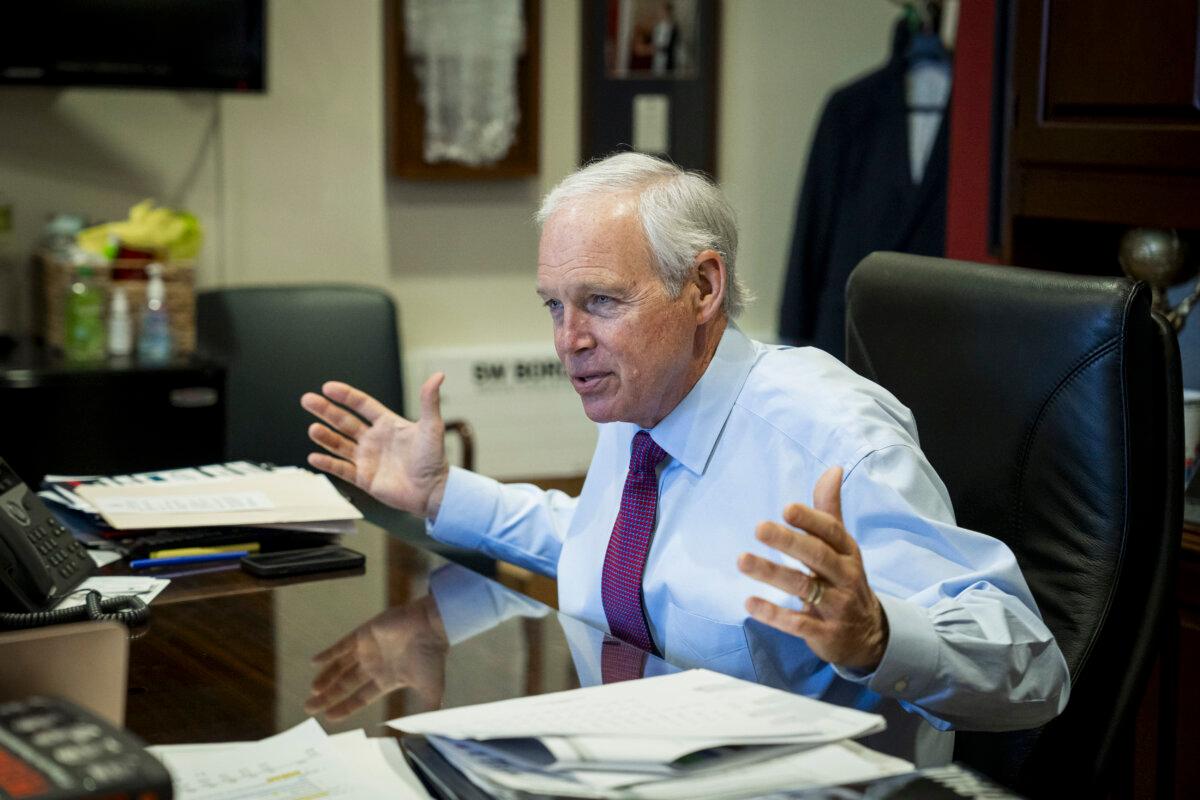 Sen. Ron Johnson (R-Wis.) at his office in the Hart Senate office building in Washington on March 21, 2024. (Madalina Vasiliu/The Epoch Times)