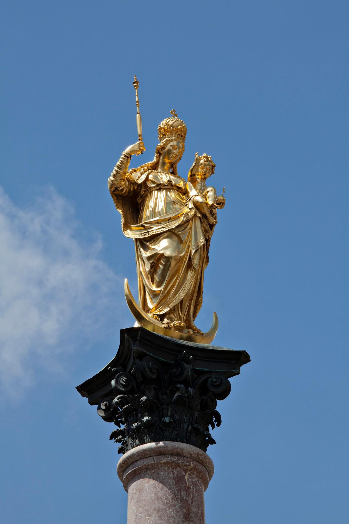 The Virgin Mary statue was erected to celebrate Bavaria's victory over Swedish forces during the Thirty Years' War. (imageBROKER.com/Shutterstock)