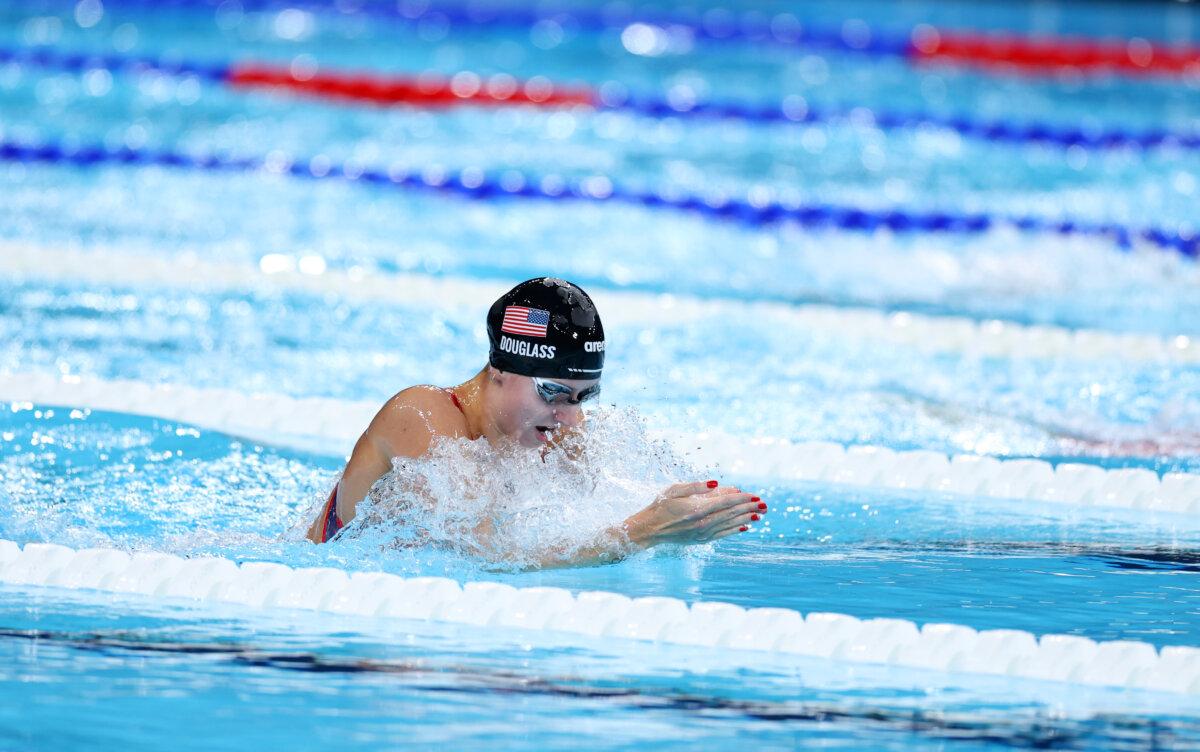 Kate Douglass of Team United States competes in the Women's 200m Breaststroke Final on day six of the Olympic Games Paris 2024 at Paris La Defense Arena in Nanterre, France on August 1, 2024. (Maddie Meyer/Getty Images)