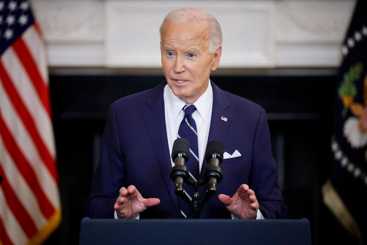 President Joe Biden makes a statement in the East Room at the White House in Washington, on Aug. 1, 2024. (Chip Somodevilla/Getty Images)