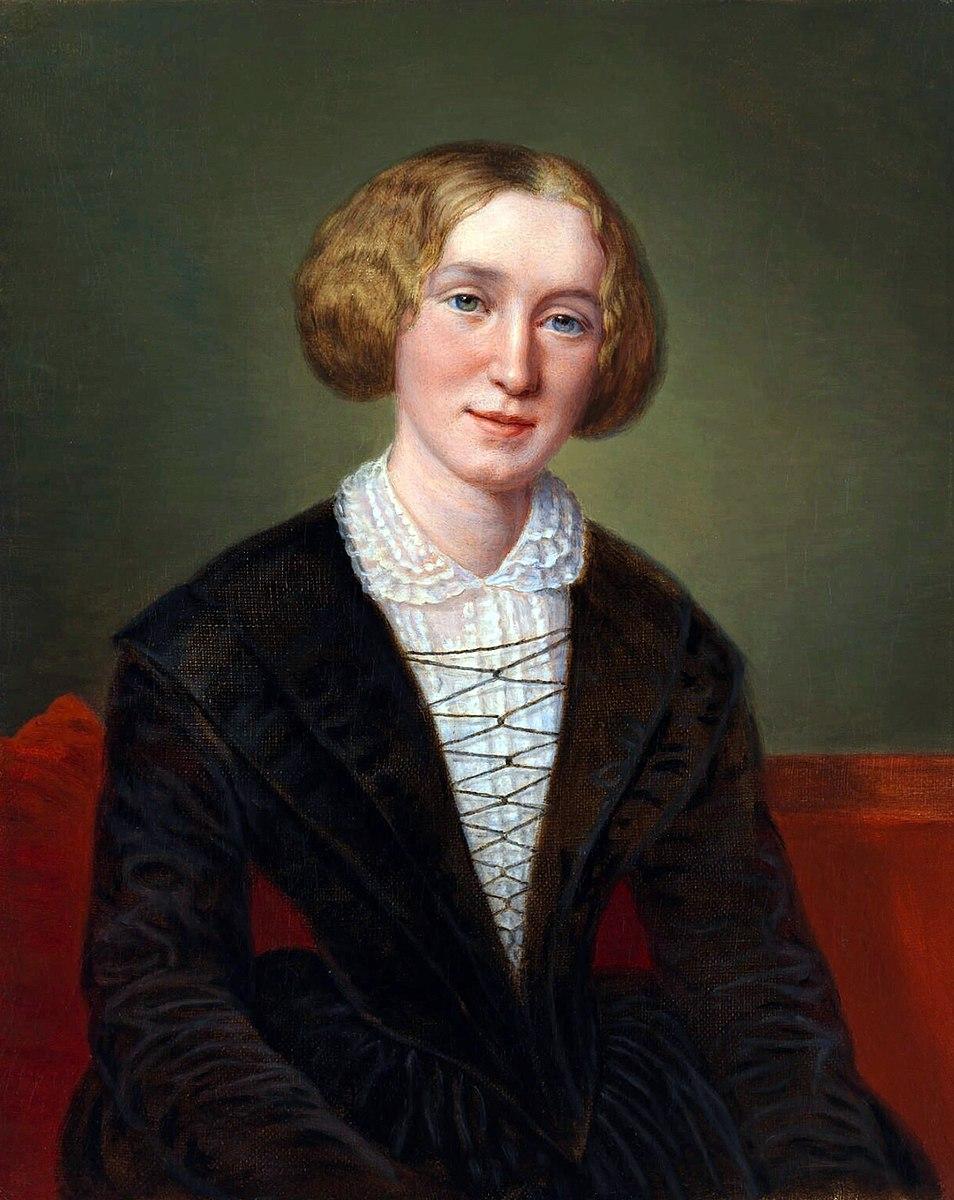 A portrait of George Eliot by François D’Albert Durade. Oil on canvas; 13 1/2 inches by 10 1/2 inches. National Portrait Gallery, London. George Eliot was the pen name of Mary Ann Evans, a Victorian translator, writer, and journalist. (Public Domain)