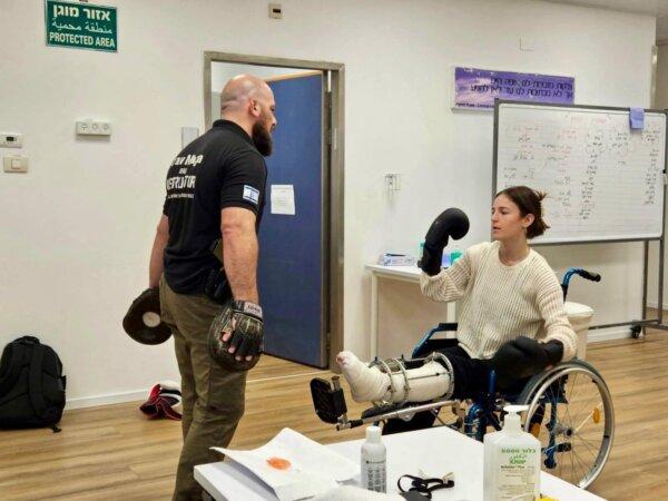 Sagi Dovev does Krav Maga with Maya Regev, who was held hostage by Hamas in Gaza. (Sagi Dovev)