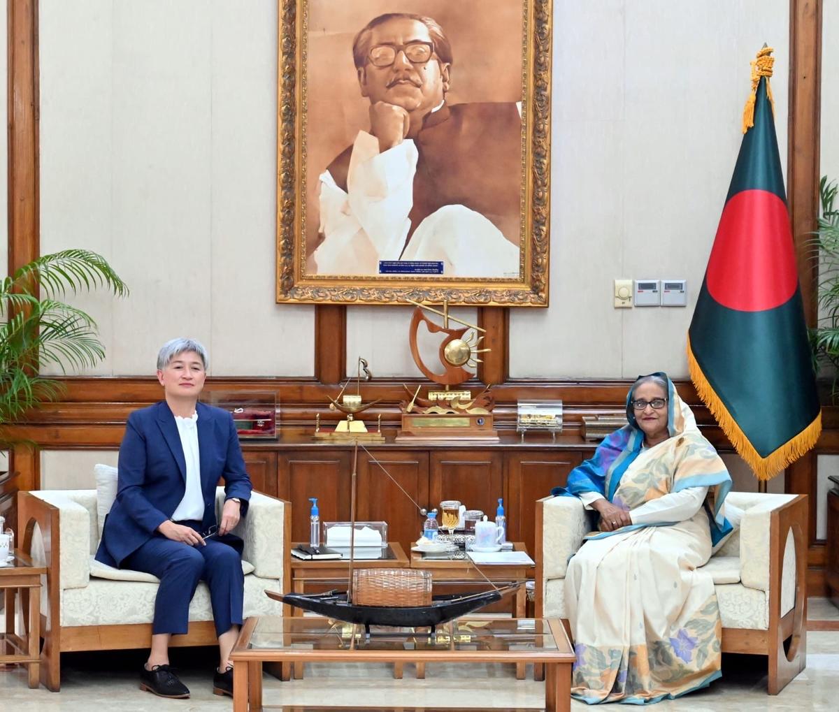 Australian Foreign Minister Penny Wong with Bangladeshi Prime Minister Sheik Hasina in May 2024. (Source: DFAT)