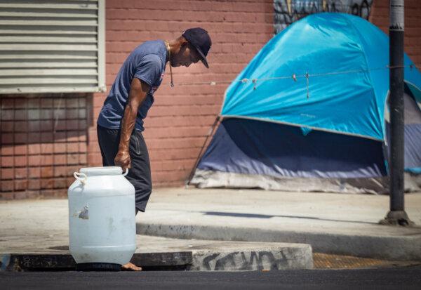 A homeless encampment in Los Angeles on Aug. 7, 2024. (John Fredricks/The Epoch Times)