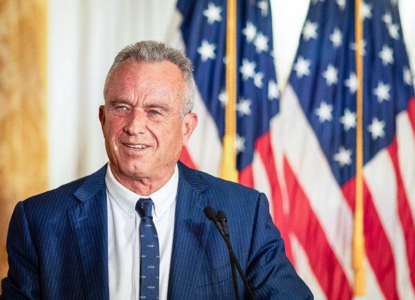 Presidential candidate Robert F. Kennedy Jr. speaks at the Nixon Library in Yorba Linda, Calif., on June 12, 2024. (John Fredricks/The Epoch Times)