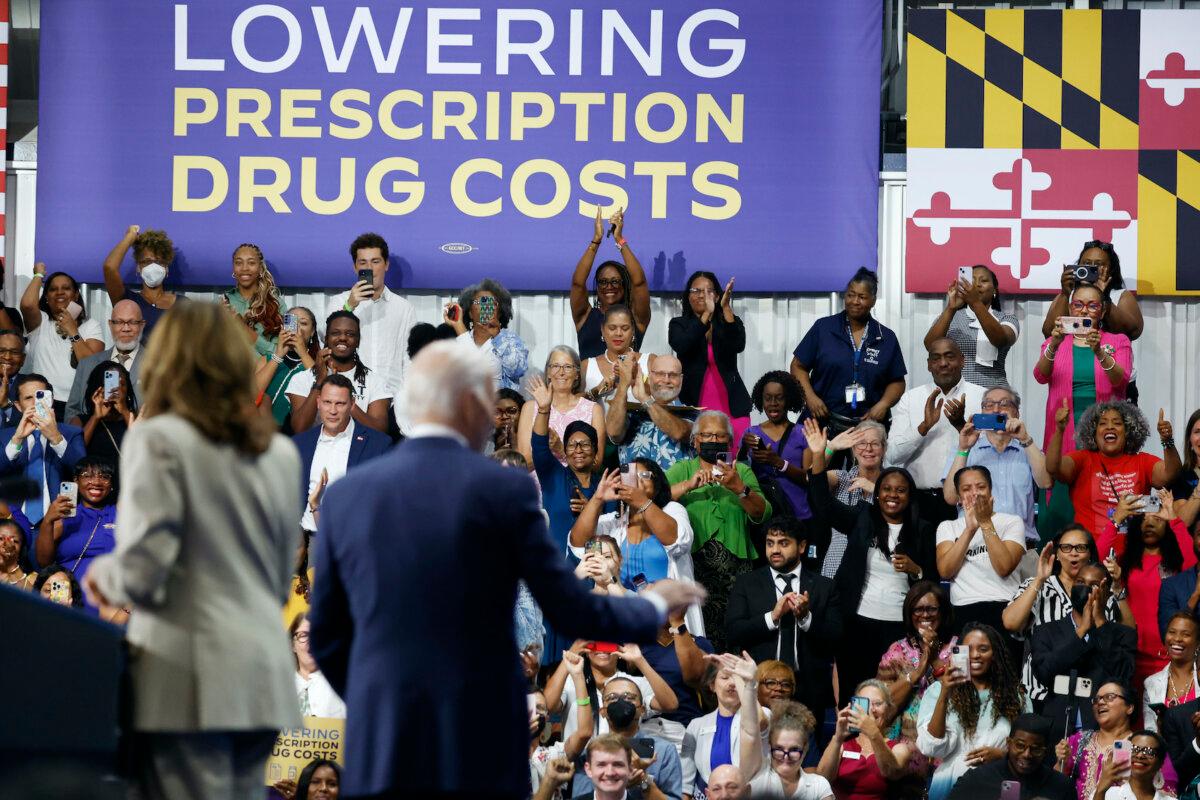 People cheer as Vice President Kamala Harris gives remarks alongside President Joe Biden at Prince Georgeâs Community College in Largo, Md. on Aug. 15, 2024. (Anna Moneymaker/Getty Images)