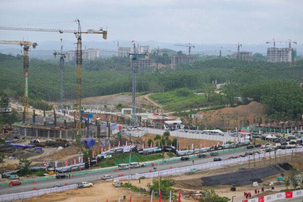 A general view shows under-construction buildings that will be used by the Indonesian government in the future capital Nusantara, in Sepaku, Penajam Paser Utara, East Kalimantan, on Aug. 17, 2024, as Indonesia marks its 79th Independence Day. (BAY ISMOYO/AFP via Getty Images)
