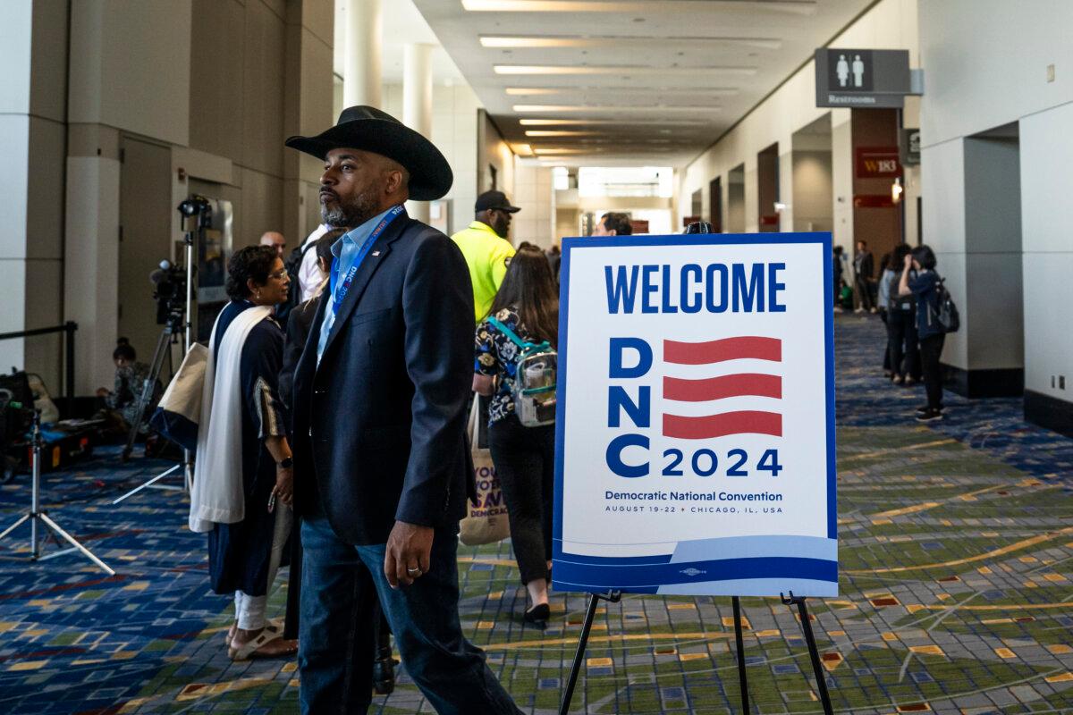 The Democratic National Convention in Chicago (DNC) on Aug. 19, 2024. (Madalina Vasiliu/The Epoch Times)