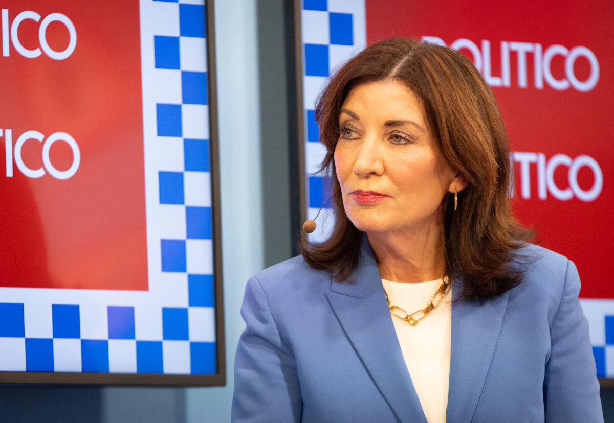 New York Gov. Kathy Hochul speaks in Chicago on Aug. 19, 2024. (John Fredricks/The Epoch Times)