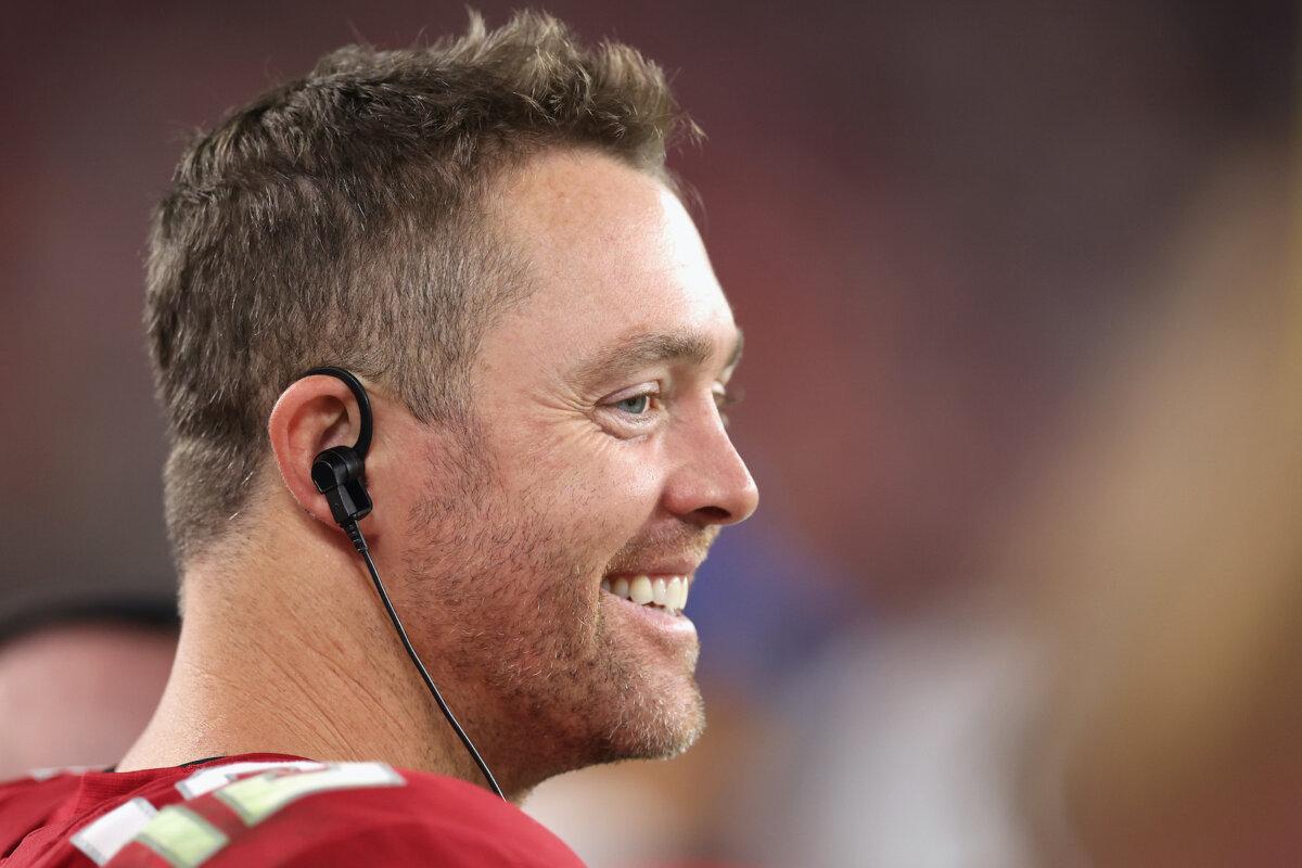 Quarterback Colt McCoy #12 of the Arizona Cardinals on the sidelines during the NFL game at State Farm Stadium in Glendale, Ariz., on Aug. 11, 2023. (Christian Petersen/Getty Images)
