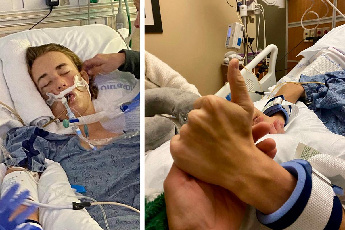 Davin was in a coma for two and a half weeks. (Courtesy of Jennifer Rowland and David Rowland)