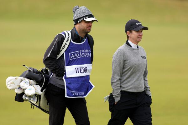 Karrie Webb of Australia walks down the fairway during a Pro-Am ahead of the AIG Women's Open at St Andrews Old Course in St Andrews, Scotland, on Aug. 21, 2024. (Luke Walker/Getty Images)