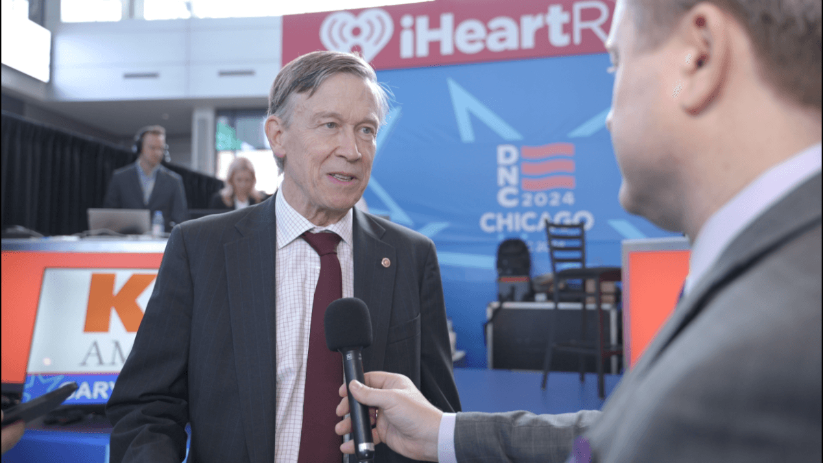 Sen. John Hickenlooper (D-Colo.) tells The Epoch Times’ Jan Jekielek during the 2024 election that undecided voters will “go where they think the winner is.” (The Epoch Times)
