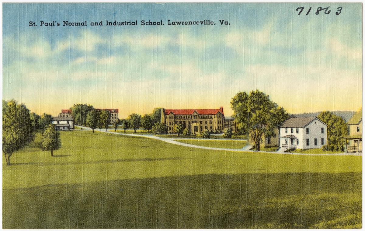 A postcard for St. Paul's College, a critical educational institution for black Americans in the South during the 20th century. (Public Domain)