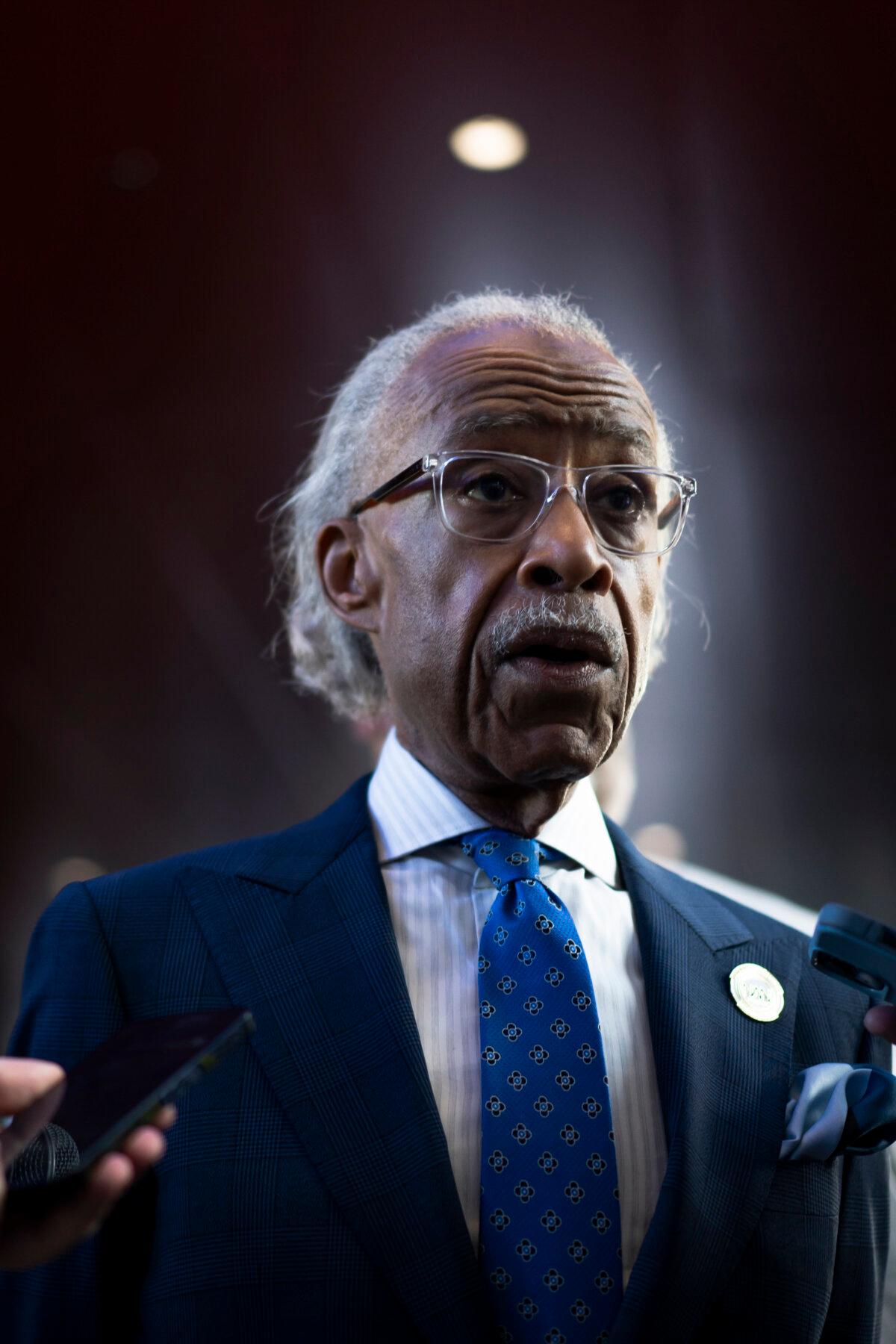 Rev. Al Sharpton during the last day of the Democratic National Convention (DNC) in Chicago on Aug. 22, 2024. (Madalina Vasiliu/The Epoch Times)