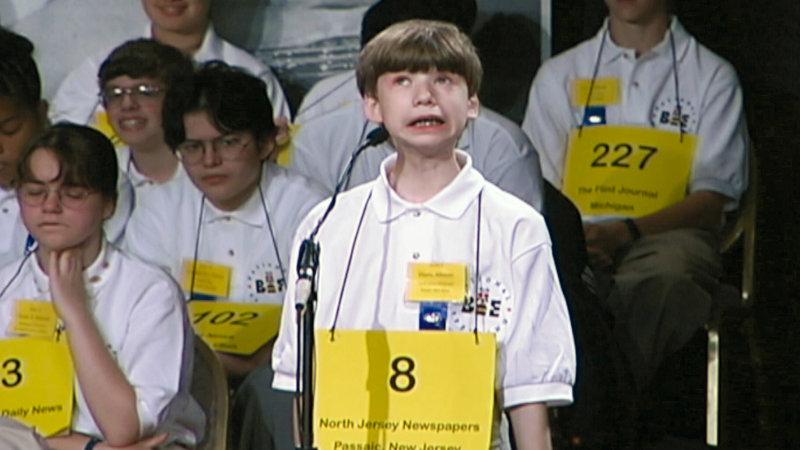 A spelling bee participant ponders how to spell a word, in "Spellbound." (ThinkFilm)