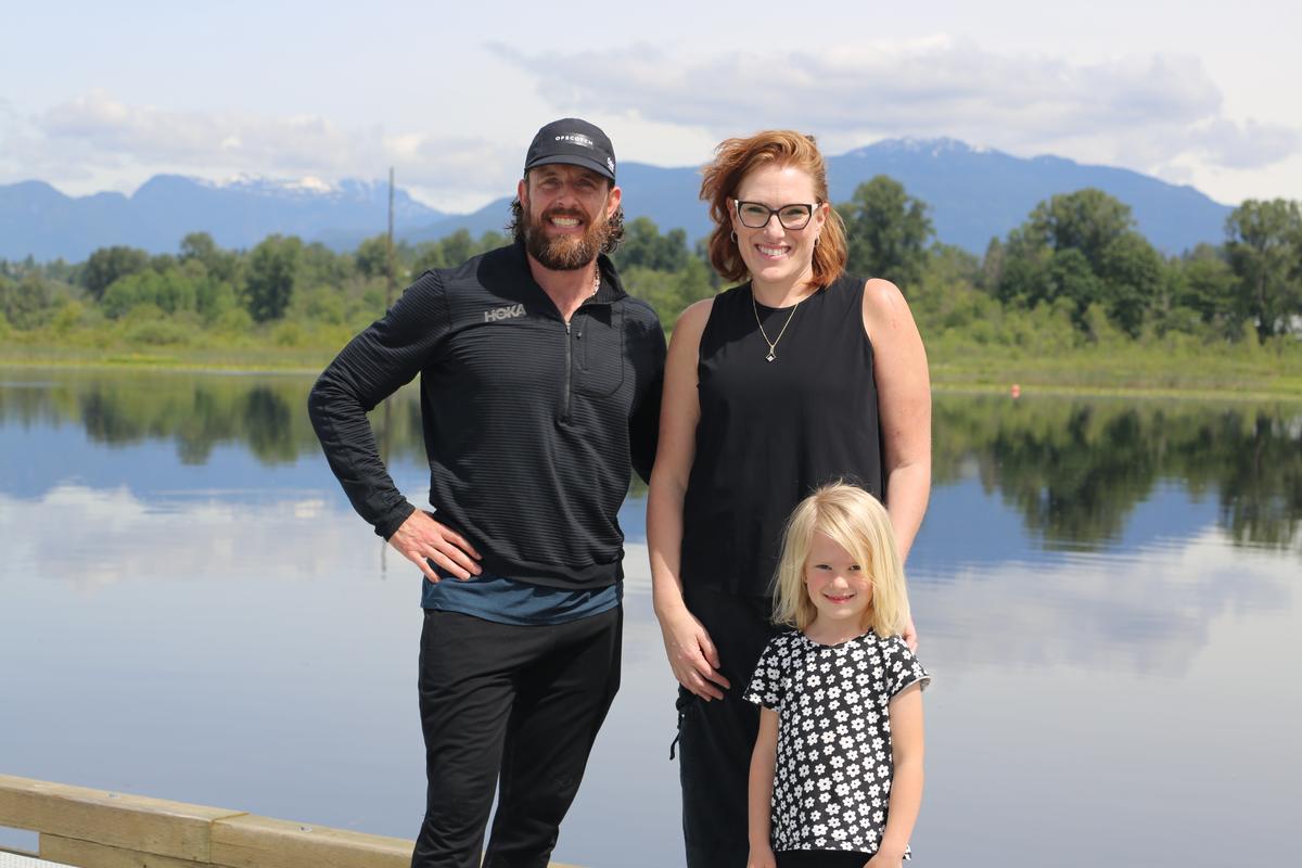Krista Temple and her daughter pose with friend Matt Christopherson who will run from Vancouver to Whistler Sept. 6 to raise $250,000 to help cover the cost of intratumoural immunotherapy. (Courtesy of Marla Guloien)