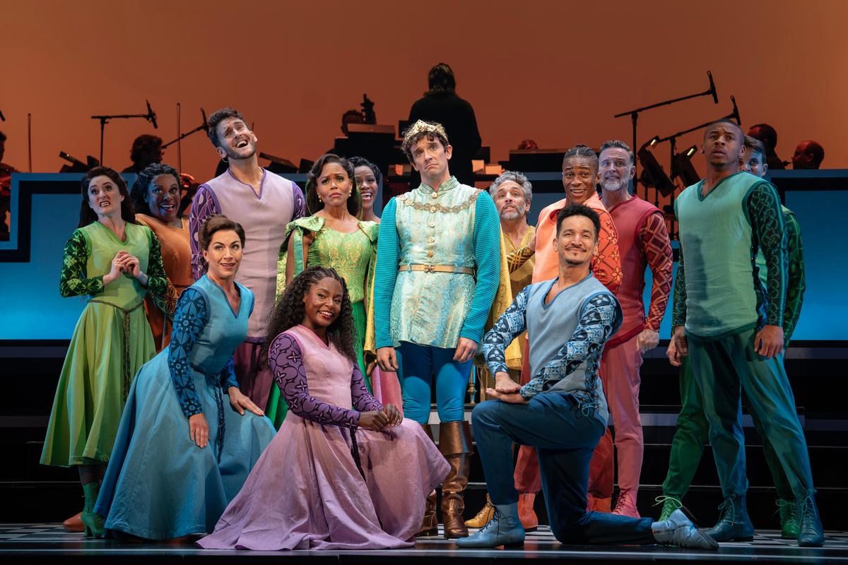 Prince Dauntless (Michael Urie, C) and the company of "Once Upon A Mattress." (Joan Marcus)