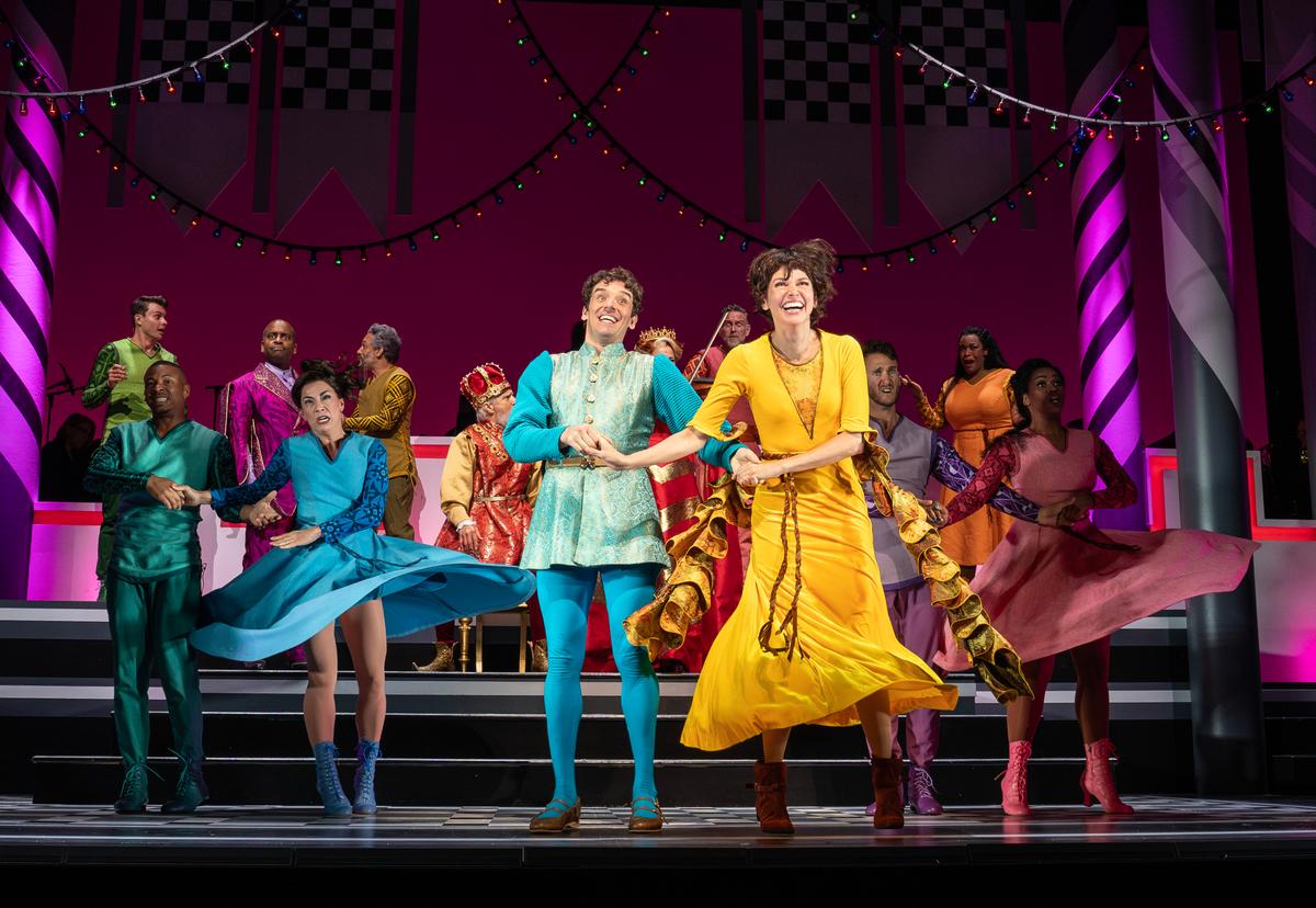 Prince Dauntless (Michael Urie) and Princess Winnifred (Sutton Foster) find out that happy endings do exist, in "Once Upon a Mattress." (Joan Marcus)