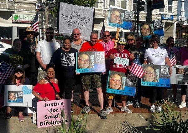 Supporters at a recent gathering in Canton, Mass., to show their support for continuing the investigation into the alleged suicide of Sandra Birchmore in February 2024. (Courtesy of JusticeForSandraBirchmore.com)